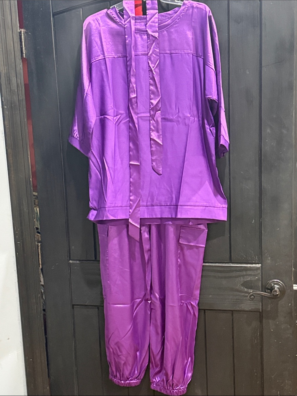 Women's Two-Piece Purple Pajama Set - Relaxed Lounge Top & Jogger Pants